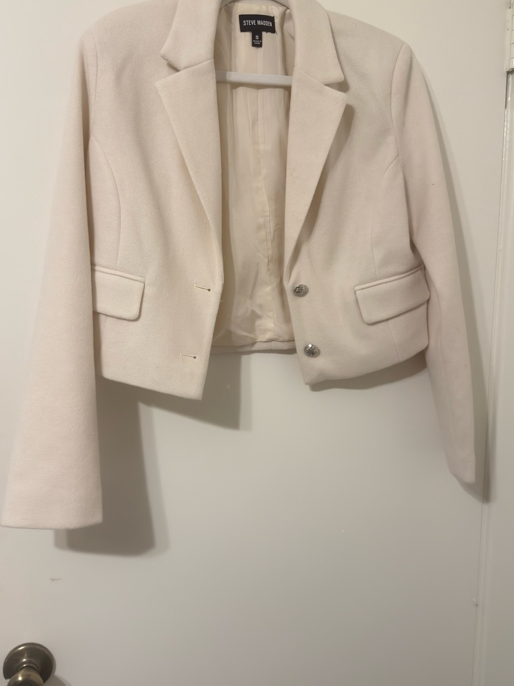 Steve Madden Women's Cream Cropped Blazer Jacket size small
